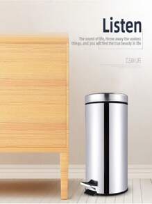 Stainless Steel Step Trash Can With Lid For Kitchen And Home: Large Capacity Garbage Bin With Silent Close Lid, Modern Design, Finish, And Easy-Clean Stainless Steel Surface, Ideal For Spring Cleaning And Daily Waste Management. Features A Space-Saving Profile, Smooth Step Mechanism, And Hygienic, Tidy Appearance For Counters, Desks, Pantries, And Dining Areas. Elevate Home Organization With A Classic, Weather-Resistant Stainless Steel Bin That Combines Practicality, Quiet Operation, And Contemporary Style In Everyday Use. - White - View 8