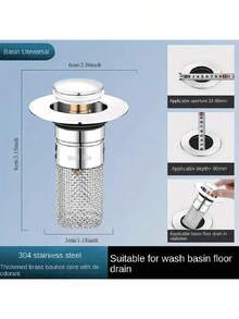 1pc/2pcs Bounce-Back Sink Drain Plug, Suitable For Sink Drainage, Hair Collection And Filtration, Bathroom Anti-Clogging Bathroom Accessories Bathroom Tools - Silver - View 8