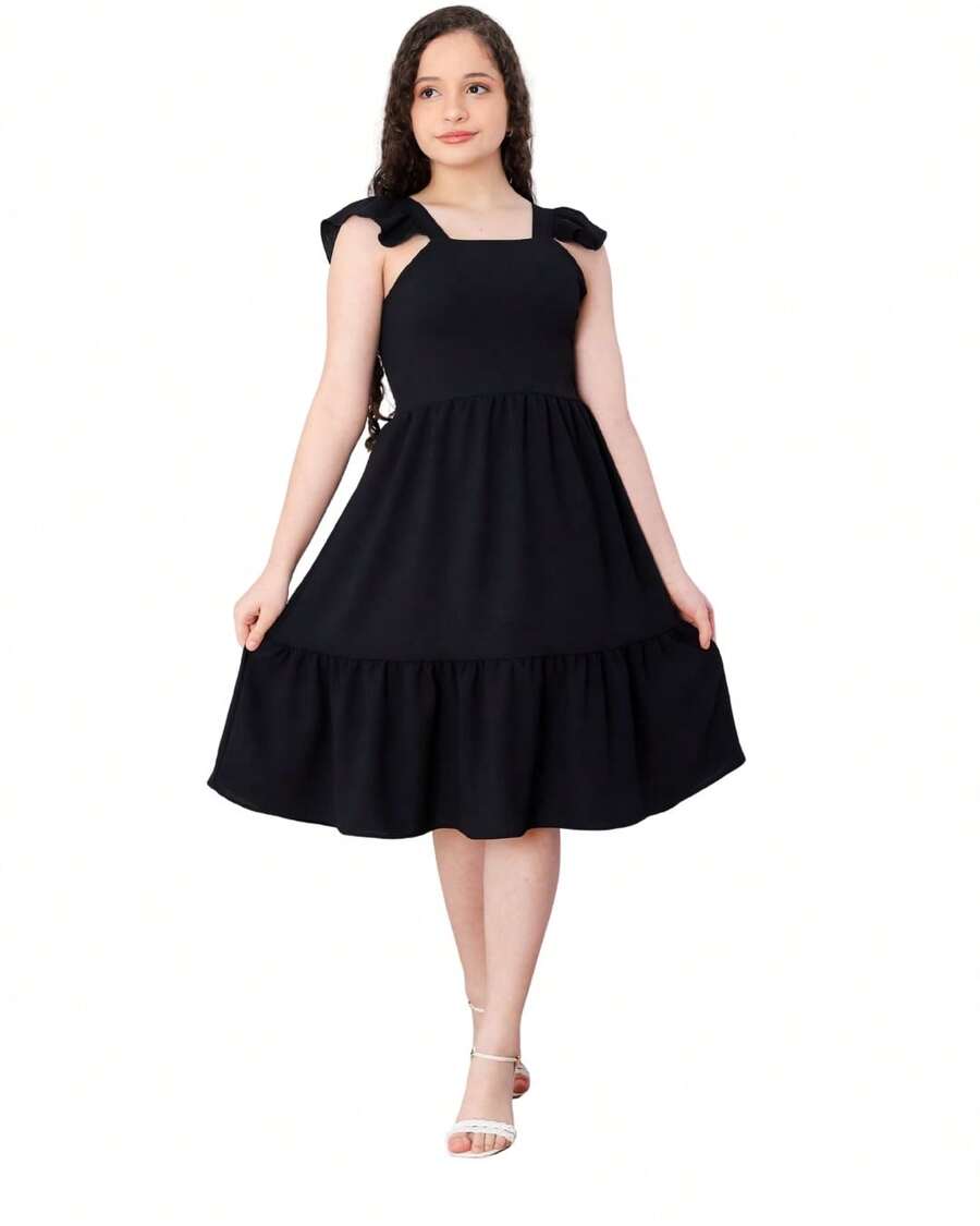 Short Plain Tank Top Dress - Negro - Ver 1