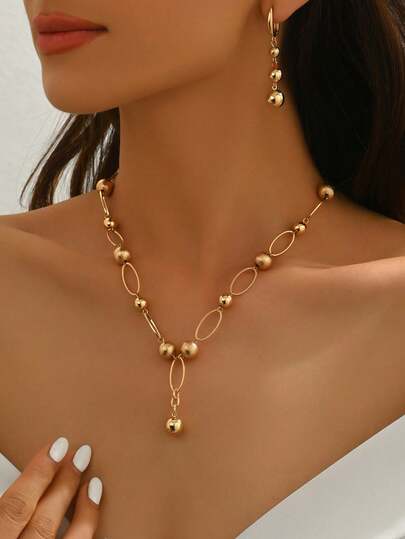 Set de 3 piezas de collar y aretes únicos para mujer, adecuado para uso diario, regalos, uso casual y vacaciones
