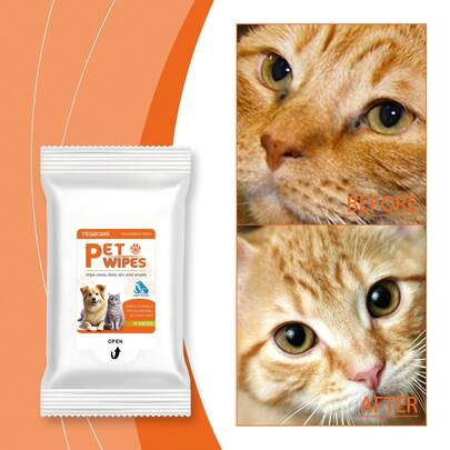 Toallitas húmedas para mascotas, suaves y amigables con la piel para limpiar manchas de lágrimas y orejas, limpieza y cuidado diario sin enjuague para perros y gatos