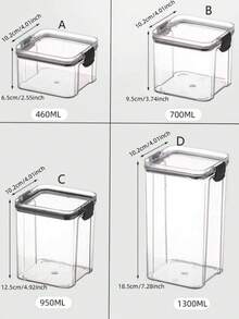 1 pieza Recipiente hermético, Recipiente de almacenamiento de plástico transparente para granos, aperitivos, hojas de té, accesorios, almacenamiento sellado conveniente, tapa a prueba de fugas, adecuado para granos, especias, hojas de té, cuentas y accesorios. Nota: No apto para lavavajillas.