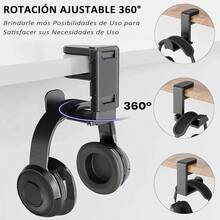 Un nuevo y versátil soporte dos en uno para auriculares y mando de juegos, con capacidad para dos mandos y un auricular. También sirve para colgar auriculares y otros artículos. Es perfecto para usar en casa, en la oficina, en un estudio, en una residencia universitaria o junto al televisor. - Negro - Ver 3