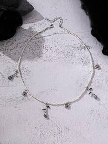 1 件朋克风格吸血鬼哥特式玫瑰藤蔓吊坠手工珍珠串珠项链 - 哥特式万圣节女士珠宝