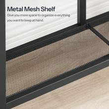 Console Table, Narrow Console Table, Slim Sofa Table With 4-Tier Storage Shelves, Industrial Hallway Table With Metal Mesh Shelf, For Hallway, Entryway, Living Room - 棕色 - 查看 6