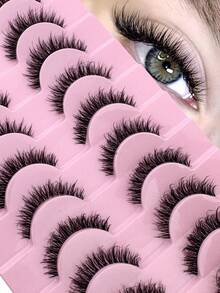 10 Pairs Russian Striped Fluffy Cat Eye Lashes, D Curl Dramatic Messy Faux Mink False Eyelashes For Makeup Strip Lashes,Lashes,Eyelashes,Fake Lashes - Natural Short Lashes - View 8