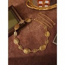 1pc Ladies' Bohemian & Western Style Carved Flower & Geometric Pattern Vintage Waist Chain, Casual And Fashionable, Gold Color Boho Summer, School - 金色 - 查看 4