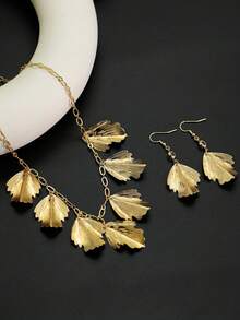 3 قطع طقم قلادة وأقراط ذهبية عتيقة بتصميم ورقة السرو المميز، مناسب للارتداء اليومي والمناسبات والحفلات والهدايا