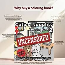 Cute And Mischievous: Unabridged Adult Coloring Book 2 - Immerse Yourself In The Bold, Playful Artistic World Of Fluffy Little Companions In Various Fun Scenarios, Suitable For Stationery, School Supplies, Great Gift For Girls, Valentine's Day, New Year - Cute & Naughty - 查看 2