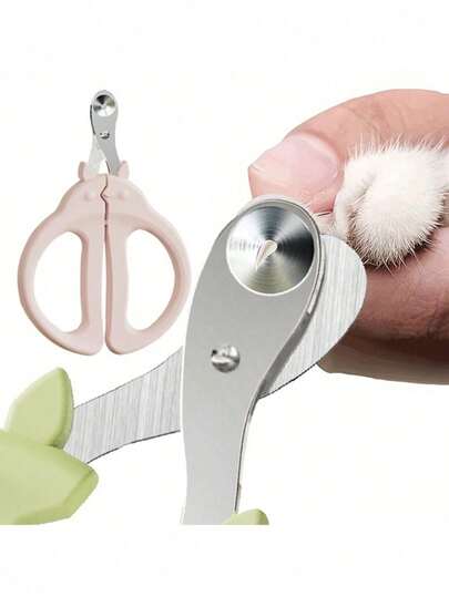 1pc Cat Nail Clippers With Circular Cut Hole -Avoid Over Cutting Pet Nail Clippers -Sharp Angled Blade Professional Paw Trimmer Set For Novice Pet Families