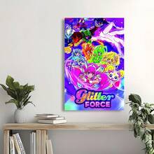 Framed Glitter Force: Radiant Guardians Of Fantasy Canvas Poster Wall Art Featuring Vibrant Animated Characters  Perfect For Bedrooms, Living Rooms & Winter Decor, 2D Flat, Perfect For Room Decor