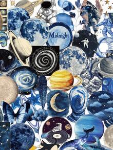 50Pcs Blue Space Stickers Graffiti Transparent PET Scrapbook Handbook Material Skateboard DIY Laptop Mobile Phone Water Bottle Guitar Graffiti Decal Holiday Gift - Multicolor - View 12