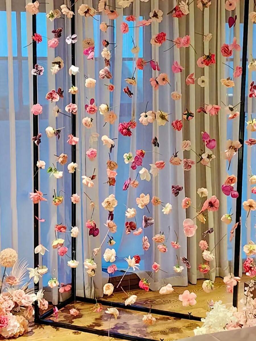 Rèm hoa tự làm 10m, Cổng hoa cưới tự làm, Rèm hoa nhân tạo, Trang trí cánh hoa mùa xuân, Mặt dây chuyền hoa nhân tạo trang trí phòng cưới, Ngày của Mẹ, Lễ tốt nghiệp, Gói nguyên liệu hoa kích thước ngẫu nhiên 3-10cm, Gói nguyên liệu trang trí - Nhiều màu - Xem 1
