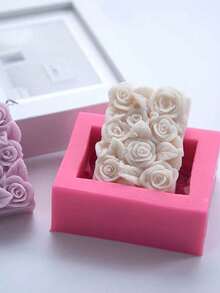 1 件玫瑰花手工皂 DIY 硅胶模具，手工香氛手工皂模具 - 粉色 - 查看 2