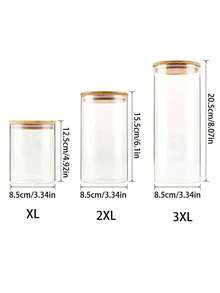 1个带竹盖的玻璃罐，密封食品储存容器 - 适用于厨房/食品储藏室收纳，适合存放意大利面、面粉、麦片、糖、咖啡豆、茶叶等。 - 彩色 - 查看 11