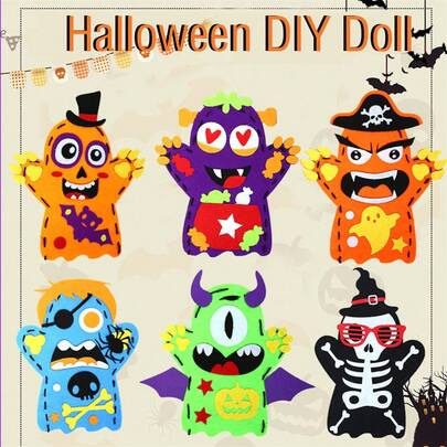 Halloween, Christmas, Birthdays, Gift Cartoon Puppets, Non-Woven Fabric, Handmade DIY Semi-Finished Products, Material Packages Need To Be Self-Made, Gifts, Finger Dexterity Training (Needle And Thread Colors Are Random)