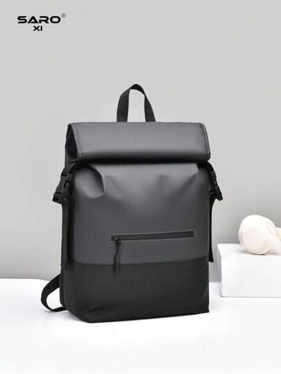 saroxi Herrryggsäck, svart avslappnad lättviktsryggsäck, lämplig för resor, skola, stor kapacitet, present till män