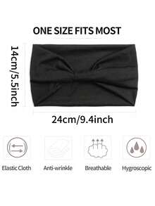 1条日式男女通用黑色弹力发带，适合跑步、运动、休闲健身、男士度假配饰、男士配饰、足球发饰、棒球配饰、男士头带 - 黑色 - 查看 4