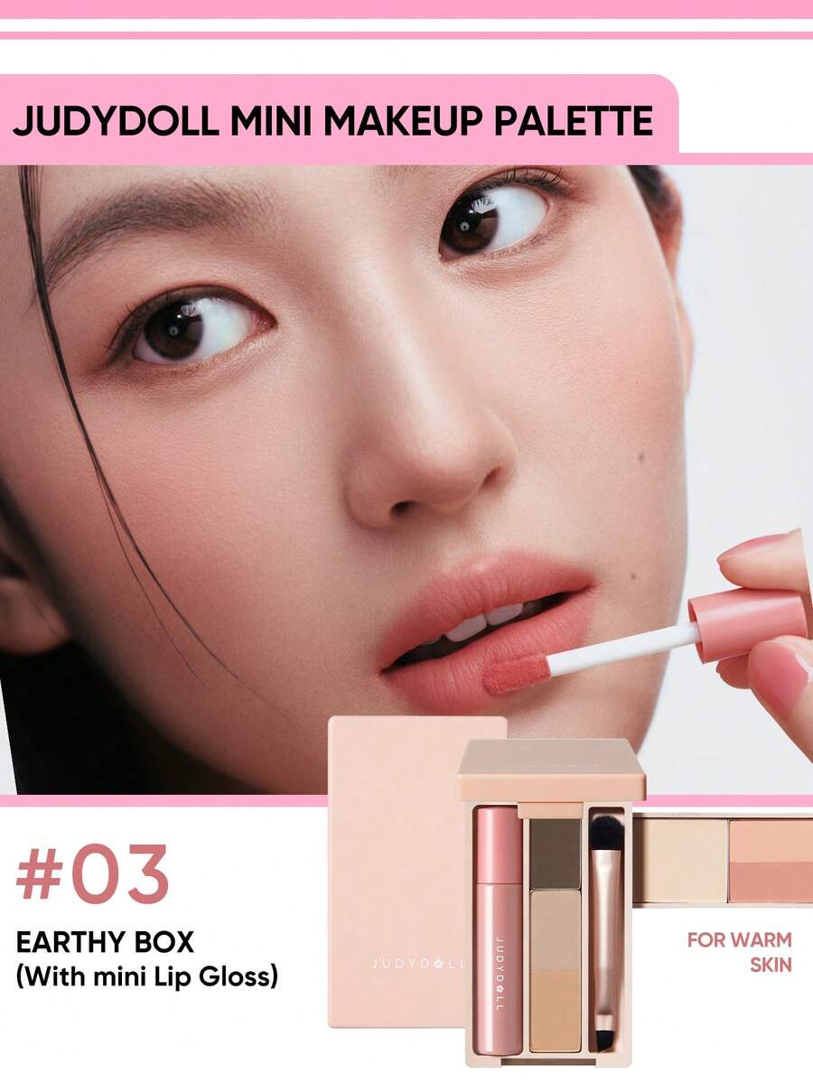 JUDYDOLL 迷你彩妆盘、小巧眼影盘、彩妆组合盘、睫毛膏、旅行和日常妆容、哑光、高光、眉粉、修容