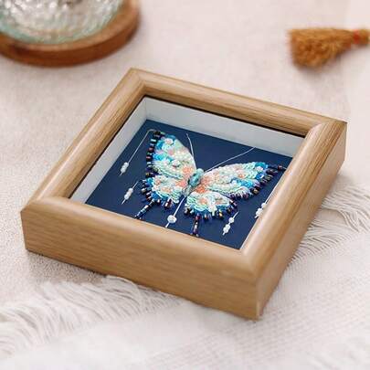 DIY French Beaded Butterfly Embroidery Photo Frame Craft Kit