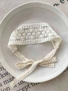 1pc Vintage Floral Lace Headband,Refreshing Scandinavian Style Headband,Headscarf,Decorative Accessory,Suitable For Daily Wear - Multicolor - View 15