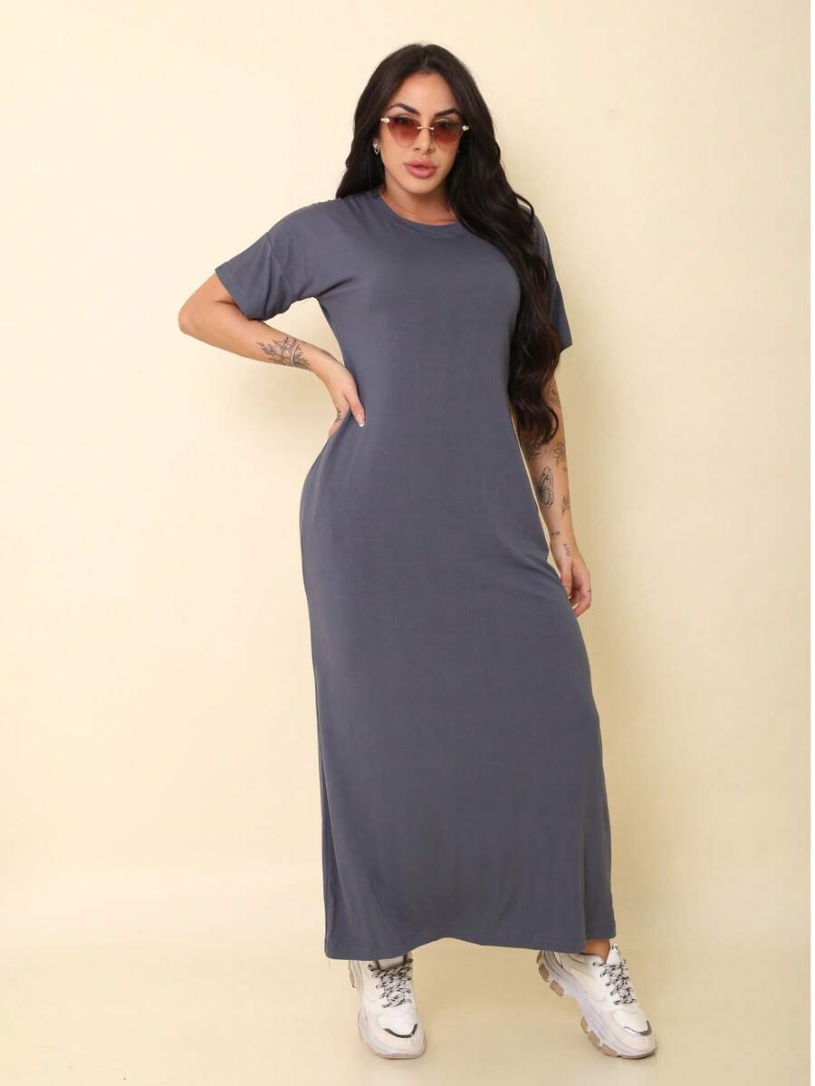 Vestido Longo  Feminino Viscolycra Soltinho c/ bolso lateral Ref. 205