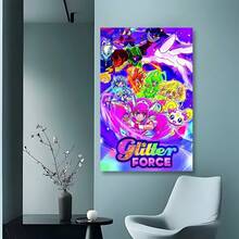 Framed Glitter Force: Radiant Guardians Of Fantasy Canvas Poster Wall Art Featuring Vibrant Animated Characters  Perfect For Bedrooms, Living Rooms & Winter Decor, 2D Flat, Perfect For Room Decor