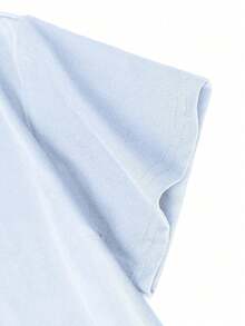 1件少女休闲印花长袖T恤，春秋季，时尚保暖舒适，适合年轻学生和青少年穿着 - 藍色 - 查看 3