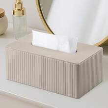 Elegant Italian-Style Tissue Box, Roman Column Striped PU Leather Tissue Box Holder, Suitable For Living Room, Bathroom, Bedroom, Dining Room And Car / Durable And Fashionable Tissue Dispenser Bathroom Accessories - Multicolor - View 4