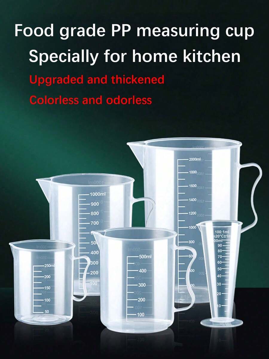 1pc Plastic Measuring Cup With Scale, Household Scale Cup, Kitchen Liquid Measuring Cup, Multi-Function Baking Cooking Measuring Cup, Kitchen Essential Tools, Kitchen Supplies, Household Supplies