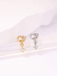 1 Pieza Pendiente de nariz con diseños colgantes de mariposa, corazón y cruz, Anillo de nariz en forma de L, Joyería de piercing de oro/plata para mujeres