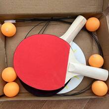1 Set Table Tennis Racket Speed Training Kit, Indoor Ping Pong Agility Trainer, Home Practice Elastic Self-Training Soft Shaft Single/Double Player Training Device