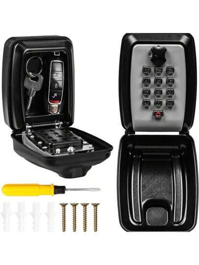 WWFW Key Safe Outdoor Key Lock Box Wall Mounted Outside With Code For Home Garage Office Warehouse