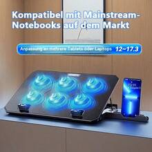 Laptop Cooling Pad With Phone Holder, Silent Desktop Computer Fan Stand - Multicolor - View 10