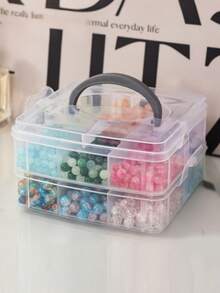 1pc Baby Hair Accessory Storage Box, Transparent Jewelry Box With Lid, Divided Compartments Jewelry Organizer Box, Multi-Functional Jewelry Packaging Box - Multicolor - View 9