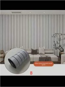 3D Self-Adhesive Wood Grain Wall Sticker, Vertical Groove Wall Panels, Easy To Install, Peel And Stick, Suitable For TV Backdrop, Living Room, Bedroom, Office, Ceiling, Wall Decor Wallpaper, 118.1in*15.75in - Multicolor - View 14