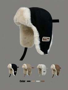 1pc Women's Suede Fleece Warm Hat, Versatile Thick Ear Protection Aviator Hat For Autumn/Winter, Suitable For Cycling, Skiing, Plush Trapper Hat