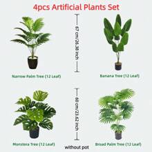 4 Stück großer künstlicher Pflanzen Set - Bananenbaum und künstliche Palme, Künstliche Pflanzen für Gartendekoration, UV-beständige Kunstpflanzen mit grünen Blättern, perfekt für Zuhause, Büros, Hotels, Gärten, Terrassen, Hochzeits- und Festdekoration, geeignet für Innen-, Außen-, Gartendekoration, Wohndekoration, Weihnachtsdekoration (ohne Topf)