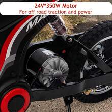Motocicleta eléctrica de 350 W para niños de 8 a 12 años, moto todoterreno de 3 velocidades con velocidad máxima de 14.9 km/h, batería de 24 V, freno trasero manual y acelerador giratorio, autonomía de 13.7 - Rojo-9 - Ver 4