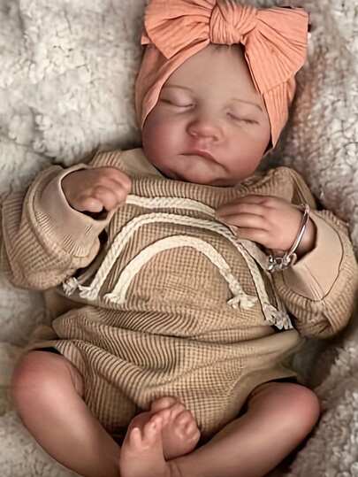Muñeca bebé renacido realista de 17 pulgadas/43 cm, Body completo de vinilo de silicona suave 3D, pintada a mano como niña/niño, con venas claramente visibles, miembros flexibles, cabello pintado a mano, se puede usar como regalo de cumpleaños/recién nacido/Navidad/Acción de Gracias/muñeca coleccionable (chupete aleatorio)