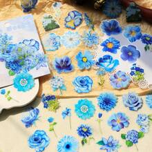 60pcs Flower Leaf Collage Stickers Scrapbooking Journaling For Daily Planner Junk Bullet Journaling Card Making PET Decor Stickers - Multicolor - View 7
