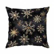 1 Stück/4 Stücke Schwarz & Weiß Weihnachtsbaum & Schneeflocken Muster Kissenbezug, einseitig bedruckter Kissenbezug, geeignet für Wohnzimmer, Schlafzimmer, Heimdekoration, ganzjährig