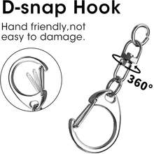 20/40/60/80个按扣钥匙扣配件，登山扣和连接器套件，D形环龙虾扣配件，带链条，适用于挂绳工艺品DIY手工制作（10/20/30/40个钥匙扣 + 10/20/30/40个小环） - 鑰匙扣 - 查看 3