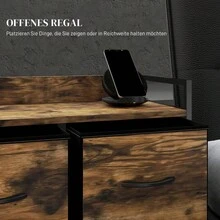 Cómoda con 5 cajones de tela, mueble de almacenaje con estructura de acero, diseño industrial para dormitorio, salón, color marrón rústico. - por defecto - Ver 6