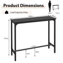 GOFLAME 120cm Bar Table Counter Height Table With Footrest - Black - View 2