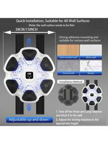 Music Boxing Machine, Interactive Punching Trainer With Boxing Gloves,Wall Mounted Electronic Boxing Target For Adults,9 Modes & 9 Speeds - White - View 8