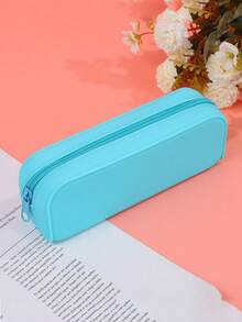Macaron Color Solid Simple Stationery Bag, Large Capacity Silicone Pencil Case, Student Portable Stationery Pouch - Multicolor - View 9