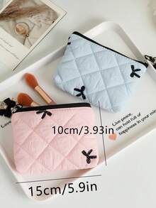 蝴蝶结绗缝口红收纳袋，女孩化妆品整理包，耳机线收纳包 - 彩色 - 查看 6