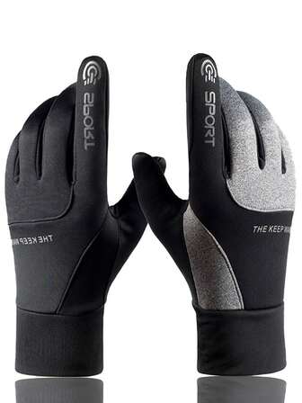 1 Pair Winter Warm Gloves For Men Outdoor Cycling With Thick Velvet, Windproof And Waterproof Sports Skiing Touchscreen, Cold Proof Cycling Gloves For Men Autumn And Winter Windproof And Waterproof Velvet Warm Touchscreen Gloves