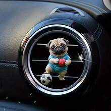 1 pieza Clip de ventilación de coche con aroma en forma de perrito blanco de acrílico, adecuado para decoración interior del automóvil